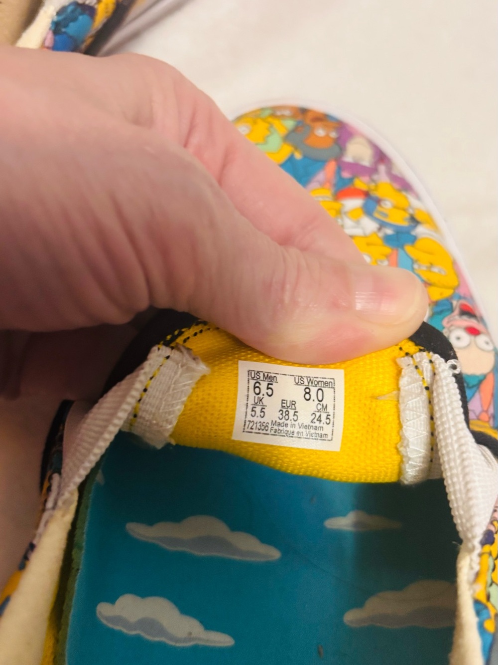Vans Unisex Sneakers Simpson’s Cartoon Print Eoman’s Size 8, Men’s 6.5 NWOT - Picture 7 of 10